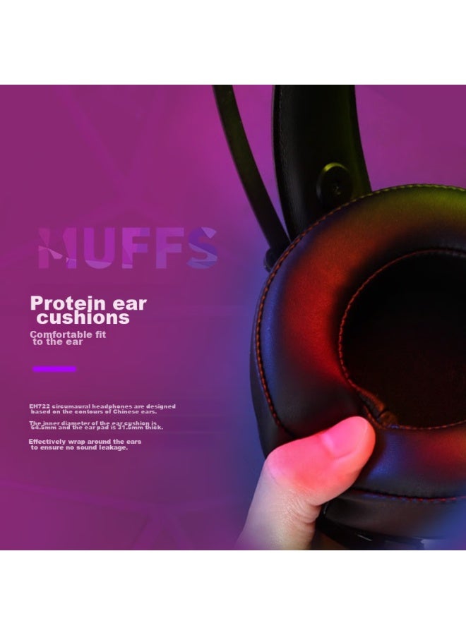 Daryo Dareu Eh722rgb Gaming Headset, Triangular Action Sound Positioning, 7.1 Channel Over-ear Headphones, Desktop E-sports Headset, Minge Yuanxu Zhuyu Phantom Color Black - Image 4