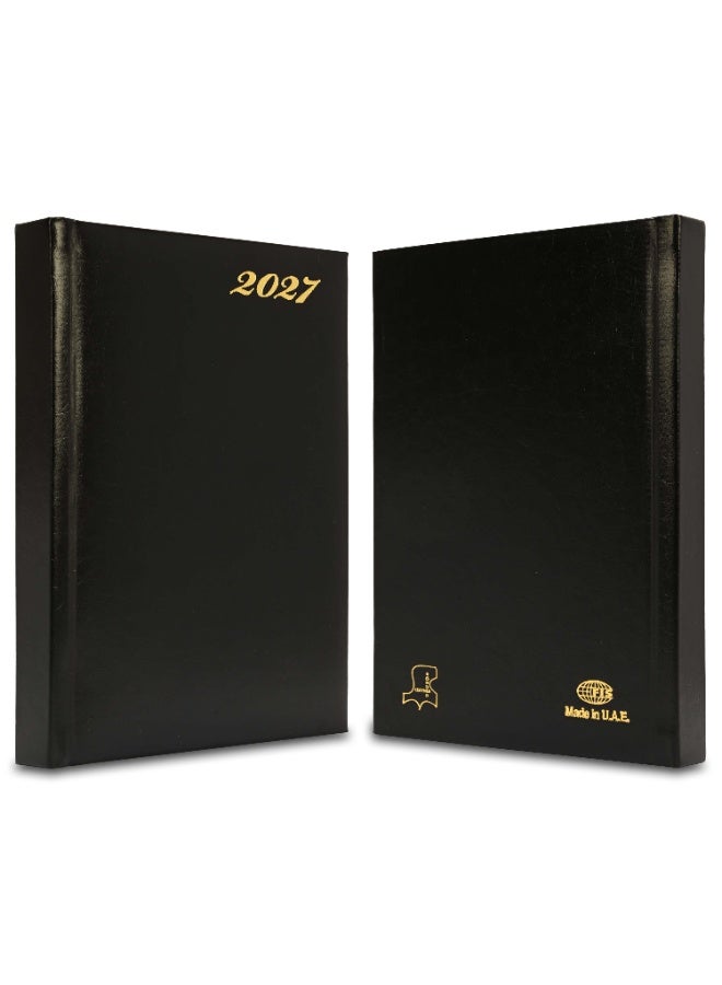 FIS 2027 French Diary, 139x215mm Size, Bonded Leather Cover Material, 1 Side Padded Cover, 1 Day a Page, 70gsm Italian Ivory Paper, Black Cover - FSDI29FRB27BK - Image 3