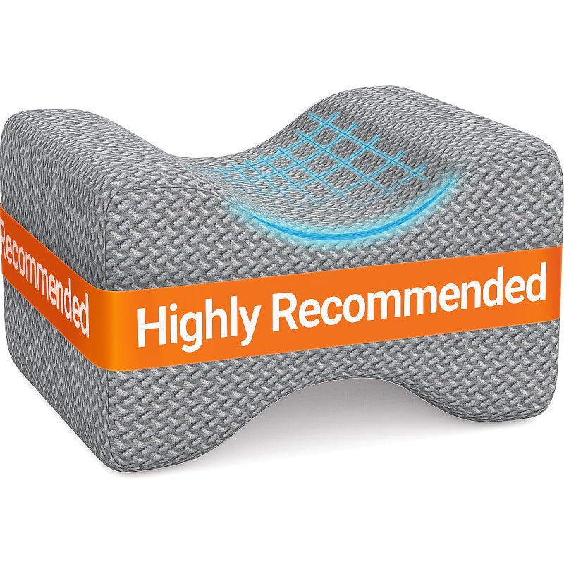 BlissTrends Memory Foam Knee Pillow Knee Pillow for Side Sleepers Leg Pillows for Sleeping Blood Circulation Elevation Pillow for Spine Aligning Sciatica Back Hip Knee Ankle Pain Grey