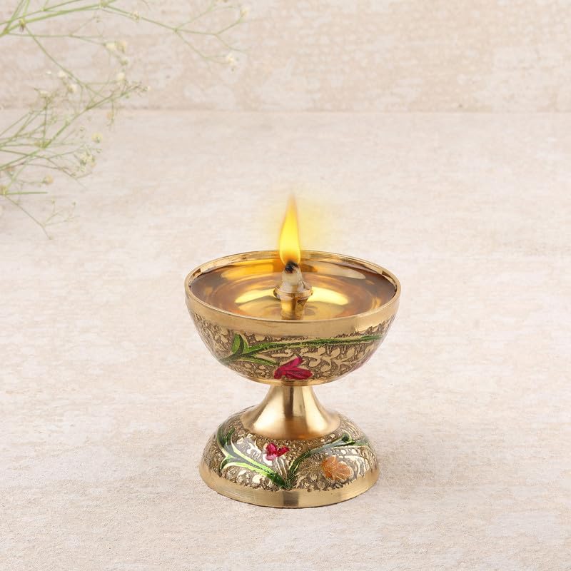 DOKCHAN Premium Golden Brass Pyali Diya with lid Cover for All Pooja and All Festivals (11cm) - Image 4