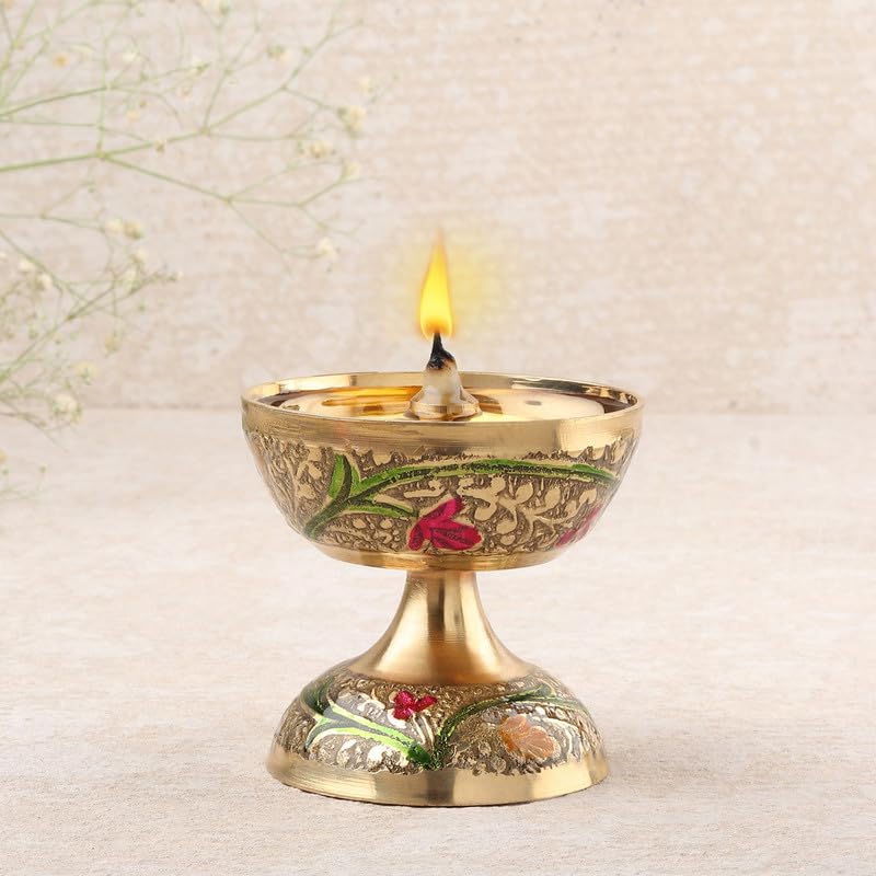 DOKCHAN Premium Golden Brass Pyali Diya with lid Cover for All Pooja and All Festivals (11cm) - Image 3