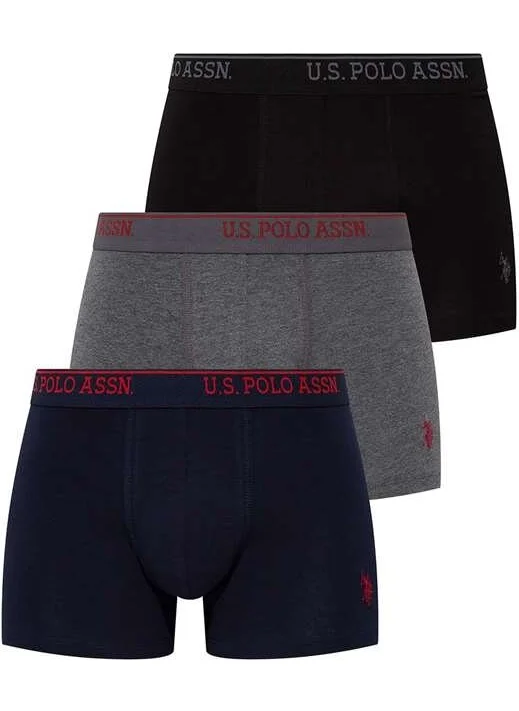 يو اس بولو اسن BASE. Polo Assn. Men's Black - Anthracite - Navy Blue 3-Piece Boxer 80097