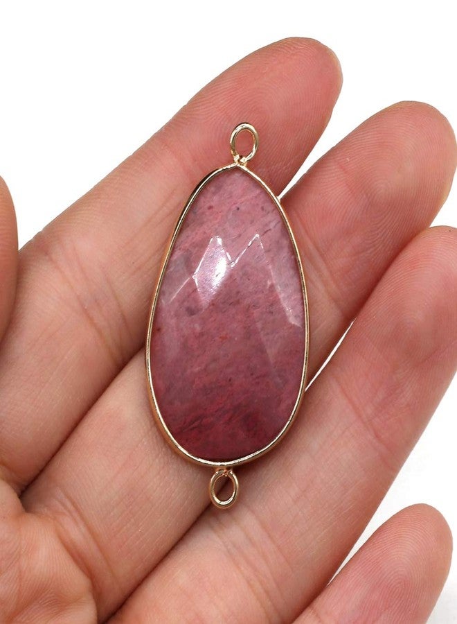 Zotoone Natural Crystal Stone Pendants Charm Gemstones Links Faceted Waterdrop Jewelry Connector with Brass Findings Golden for Necklace Bracelet Jewelry Making DIY Crafts 22x38mm - Random 5Pcs - Image 5