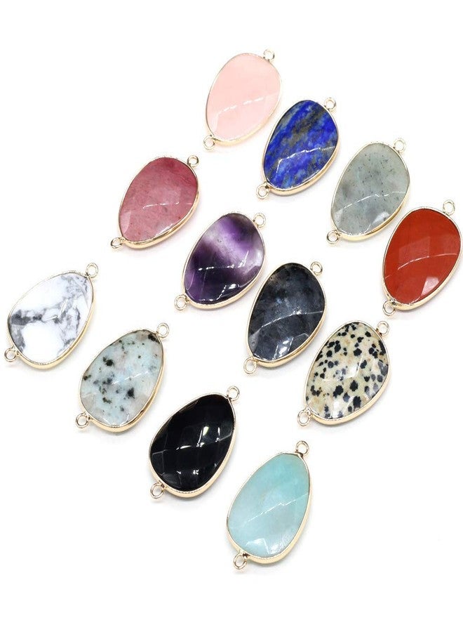 Zotoone Natural Crystal Stone Pendants Charm Gemstones Links Faceted Waterdrop Jewelry Connector with Brass Findings Golden for Necklace Bracelet Jewelry Making DIY Crafts 22x38mm - Random 5Pcs - Image 1