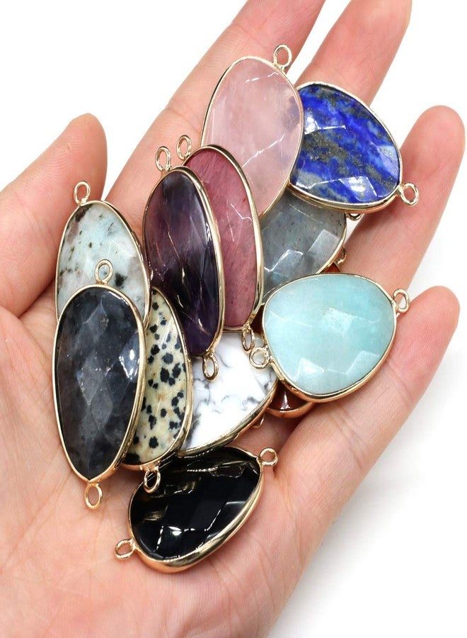 Zotoone Natural Crystal Stone Pendants Charm Gemstones Links Faceted Waterdrop Jewelry Connector with Brass Findings Golden for Necklace Bracelet Jewelry Making DIY Crafts 22x38mm - Random 5Pcs - Image 3