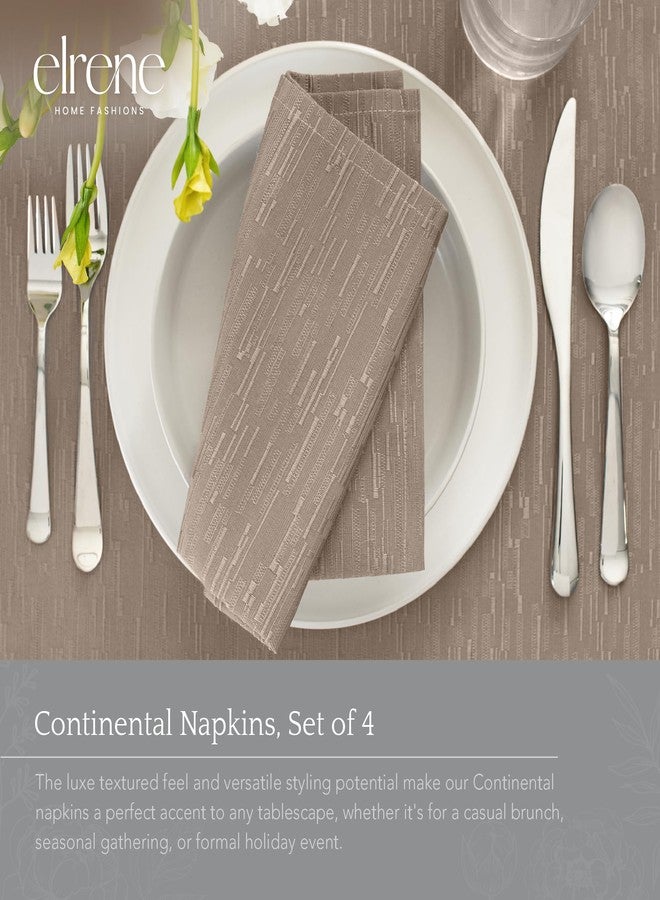 Elrene Home Fashions Continental Solid Texture Water and Stain Resistant Fabric Dining Napkins, Set of 4, 17"x17", Taupe - Image 2