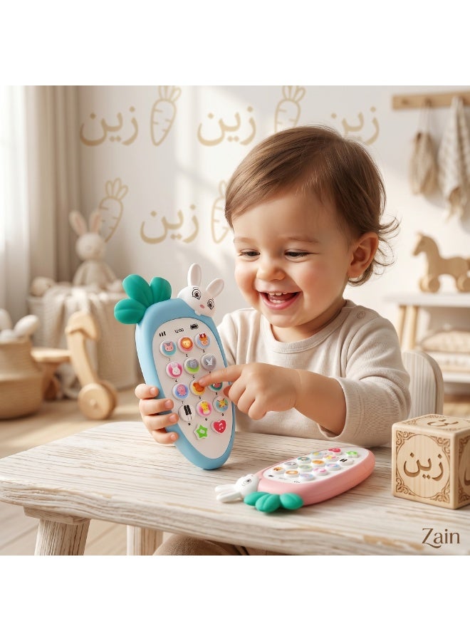 زين هاتف الأرنب الموسيقي للأطفال من زين - لعبة تعليمية وتفاعلية (أزرق سماوي) - Image 3
