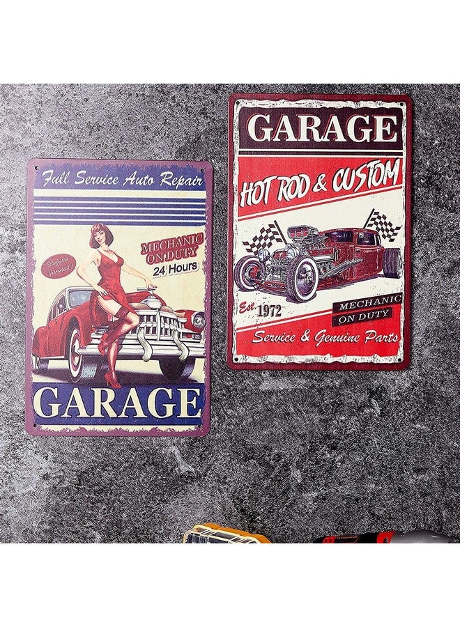 Okuna Outpost 6 Pack Vintage Metal Signs for Retro Garage Wall Decor, 6 Designs (8 x 11.8 In) - Image 2