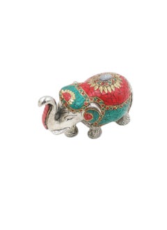 Antique Museum Handmade Hand Painted Elephant with carving Work 4 Inch  - Image 1