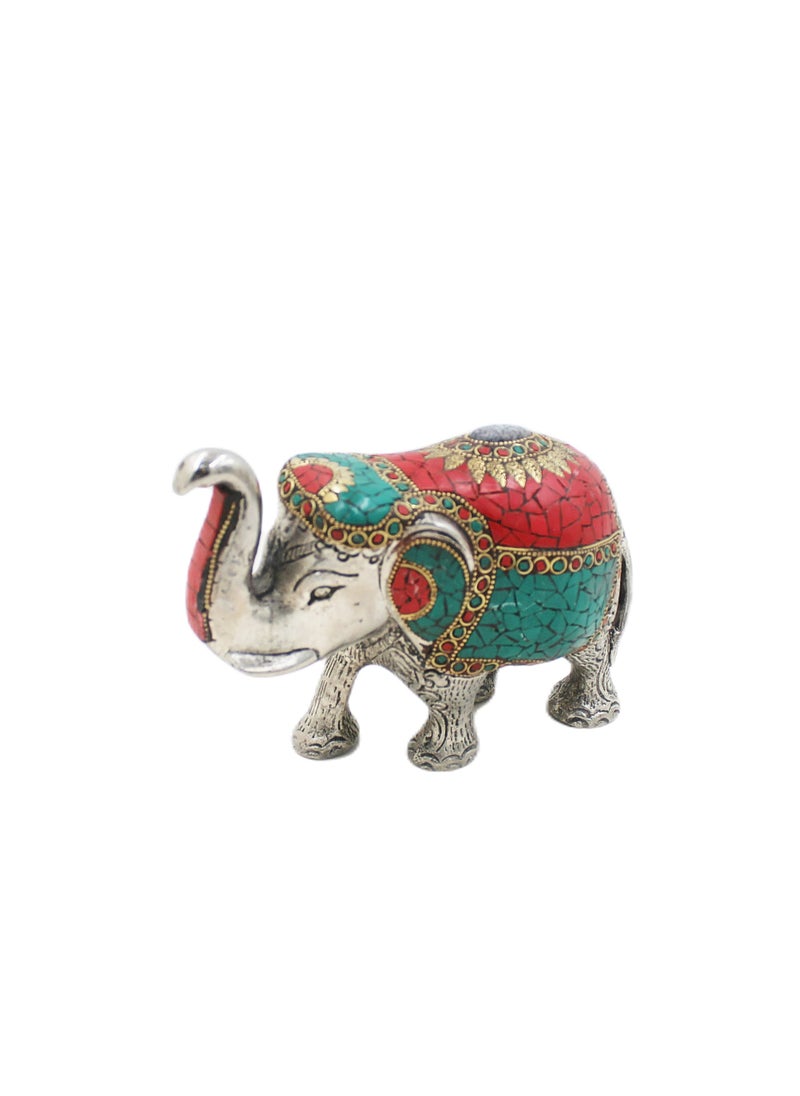 Antique Museum Handmade Hand Painted Elephant with carving Work 4 Inch  - Image 2