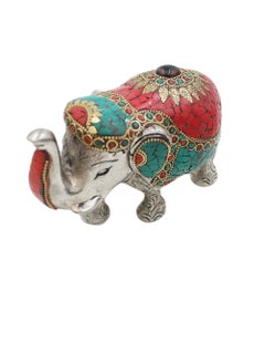 Antique Museum Handmade Hand Painted Elephant with carving Work 4 Inch  - Image 5