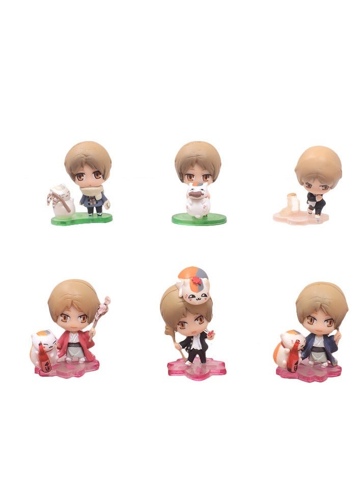 6 Natsume Youjin account Q version of spring, summer, autumn and winter cat teacher box egg handpiece ornament model doll base boxed, 5cm  - Image 1
