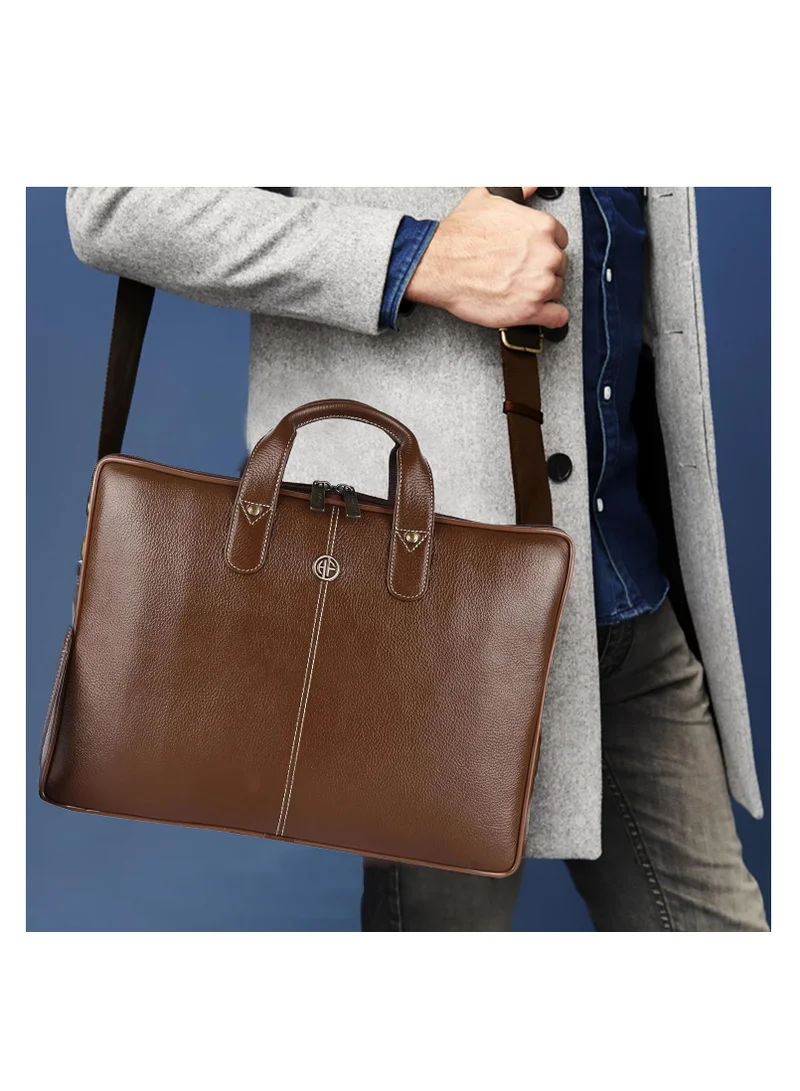Hammonds Flycatcher  Leather Laptop Bag for Men - Office Bag - Fits Up to 14/15.6 Inch Laptop/MacBook - Laptop Messenger Bags/Leather Bag for Men with Adjustable Shoulder Strap - Brushwood  | Best Price UAE