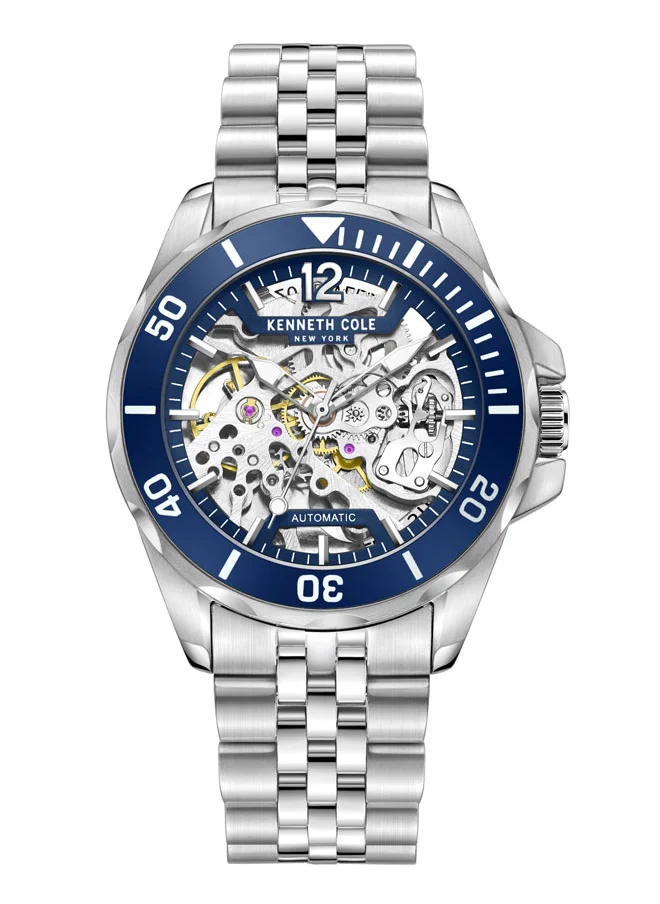 Kenneth Cole New York Kenneth Cole New York 43mm Automatic Men's Watch with Blue Dial & Stainless Steel Bracelet