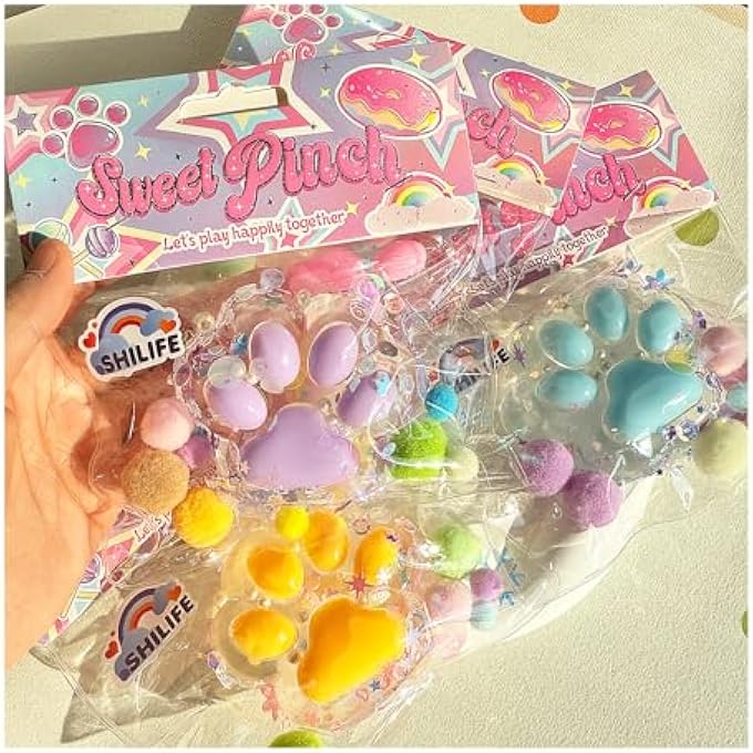 SHILIFE Taba Squishy Crystal Cat Claw Random Color , Kawaii Squishies PVC Toys, Stress Relieving Fur Ball OPP Packaging Gifts|Squishy Fidget Toys for Anxiety & Relaxation|Perfect Desk Accessory (1) - Image 2