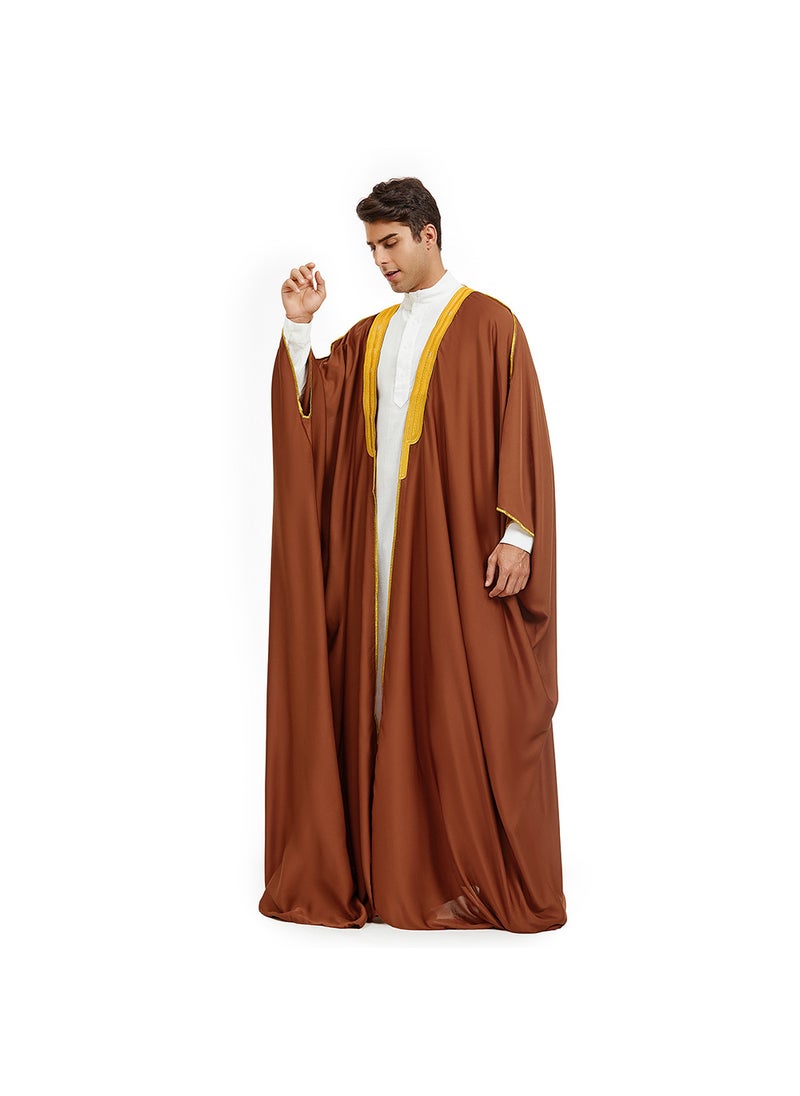 Generic Satin Embroidered Muslim Graduation Robe Dark red  - Image 1