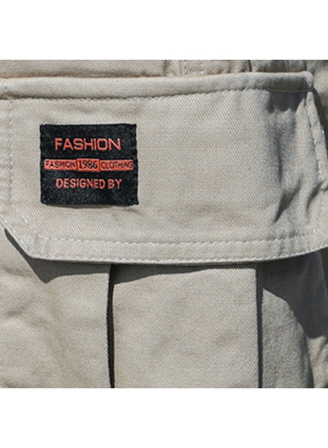 Tucano Men's Summer Cotton Comfortable Multi-pocket Work Shorts Skin-friendly Comfortable Five-point Pants Men's Khaki 3XL - Image 3