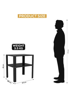RIGID Steel Bedside Table with Storage Shelf Black 41x37x28cm  - Image 2