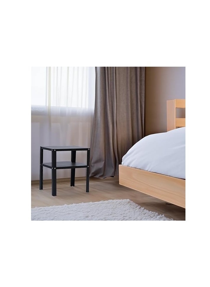 RIGID - Steel Bedside Table with Storage Shelf Black 41x37x28cm - Image 1