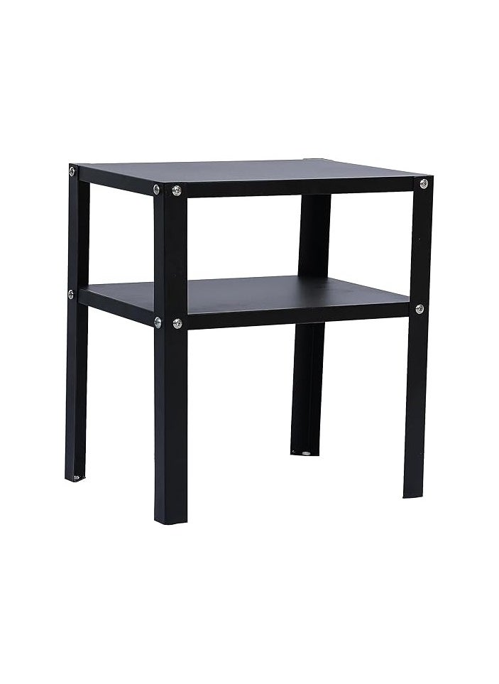 RIGID - Steel Bedside Table with Storage Shelf Black 41x37x28cm - Image 1