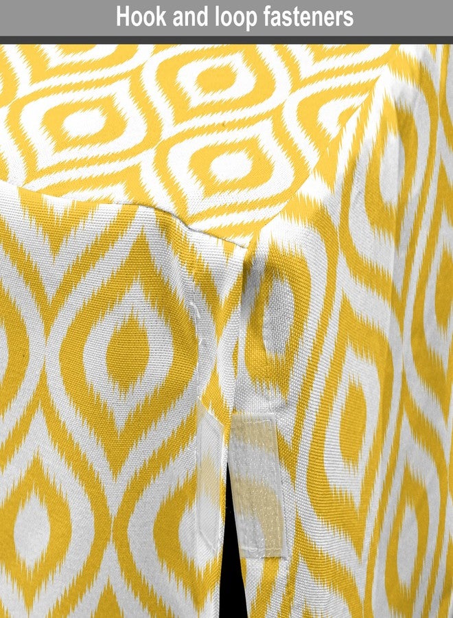 Lunarable Yellow Dog Crate Cover, Geometric Pattern with Ogee Shapes Waves and Curves Design Modern Boho Print, Easy to Use Pet Kennel Cover for Cats & Medium Dogs, 24 Inch, Yellow and White - Image 4