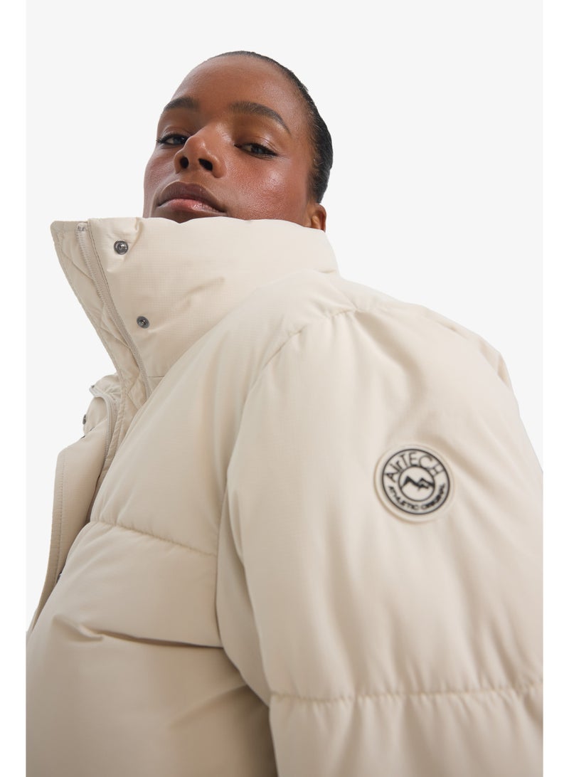 DeFacto Beige Woman Oversize Fit Puffer Jacket Casual - Image 3