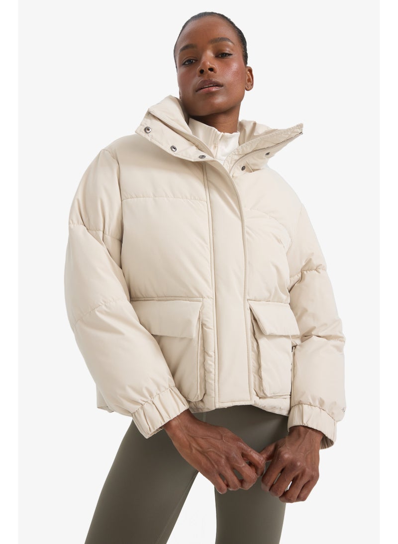 DeFacto Beige Woman Oversize Fit Puffer Jacket Casual - Image 2