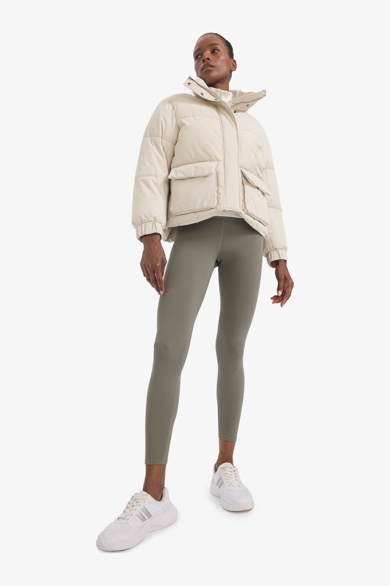 DeFacto Beige Woman Oversize Fit Puffer Jacket Casual - Image 2