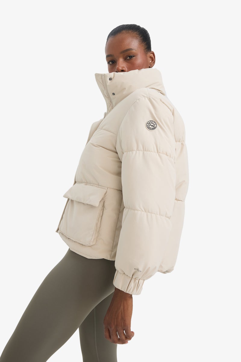 DeFacto Beige Woman Oversize Fit Puffer Jacket Casual - Image 5