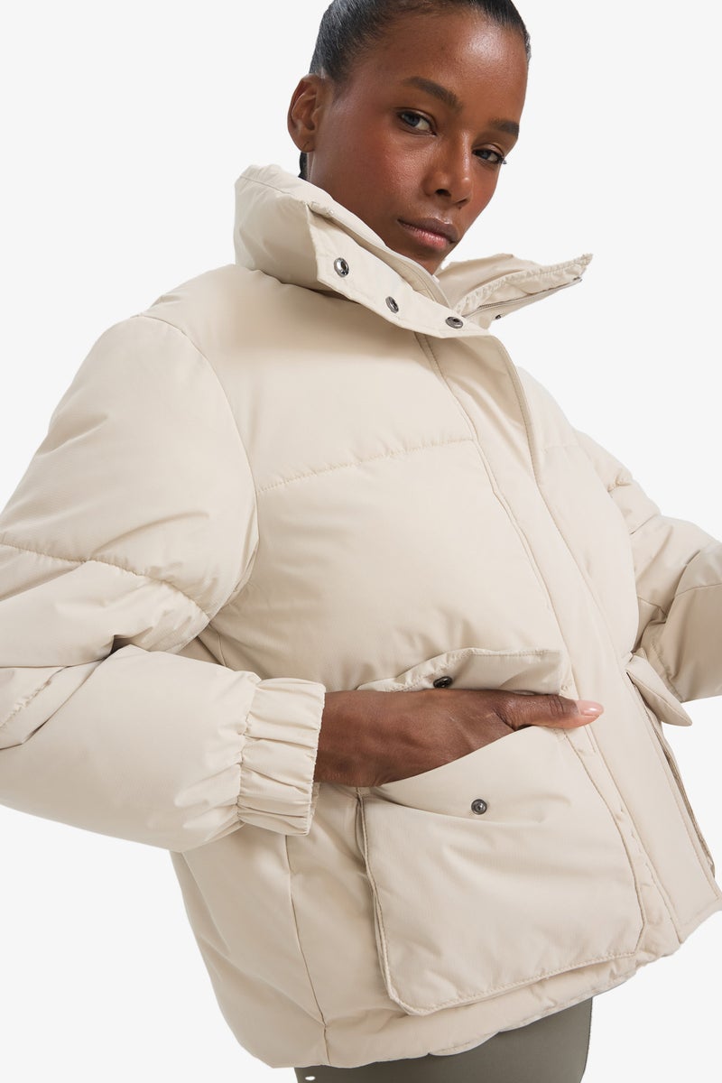 DeFacto Beige Woman Oversize Fit Puffer Jacket Casual - Image 1