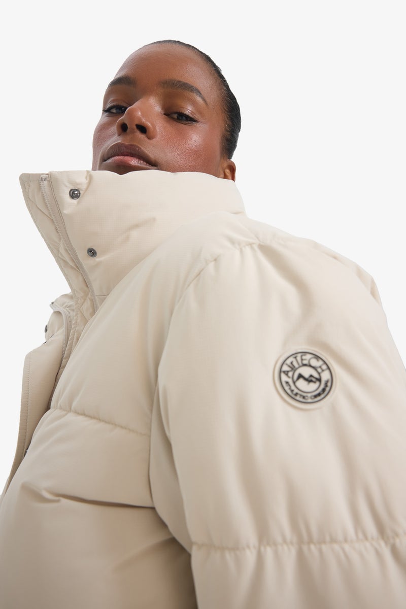 DeFacto Beige Woman Oversize Fit Puffer Jacket Casual - Image 3