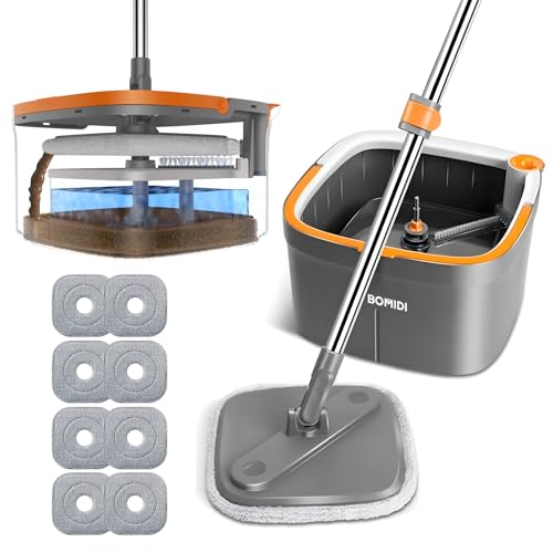 BOMIDI Mop and Bucket Set, Spin Mop with Separate Dirty Water System, Deep-Cleaning Mops for Floors, Versatile Mops for Walls - Image 1