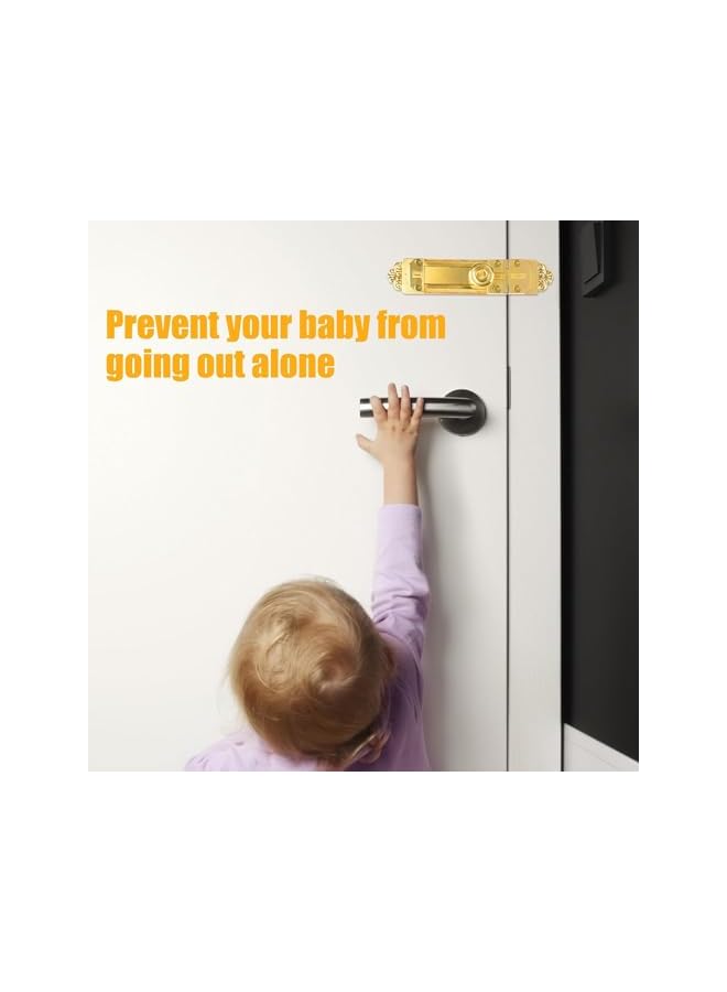 Green Tiger Heavy Duty Tower Bolt Surface Mounted Sliding Door Lock Patio Door Security Lock Durable Latches for Internal Door Polished Brass Door Bolt Ideal for Bedrooms Bathrooms Storage Units - Image 4