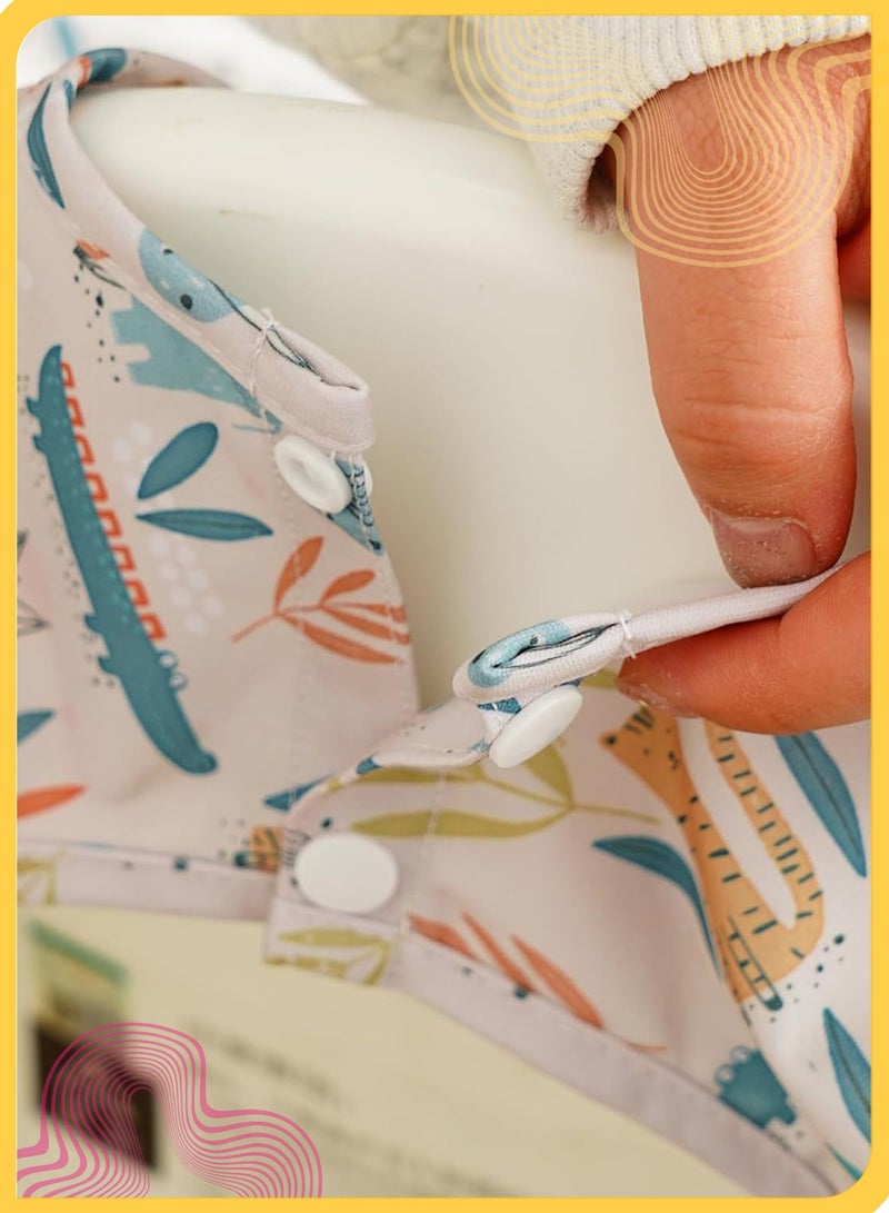 She&Little Long Sleeve Baby Bib Waterproof Adjustable Feeding Smock Bib Mess-Proof Baby Apron with Highchair and Table Attachment for 6–24 Months (Animal Paradise) - Image 2