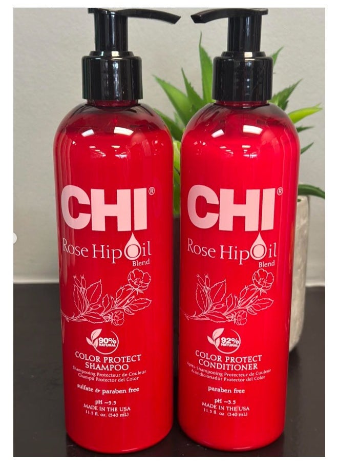 CHI Chi Rose Hip Oil Color Nurture Protecting Shampoo & Conditioner 11.5oz  - Image 1