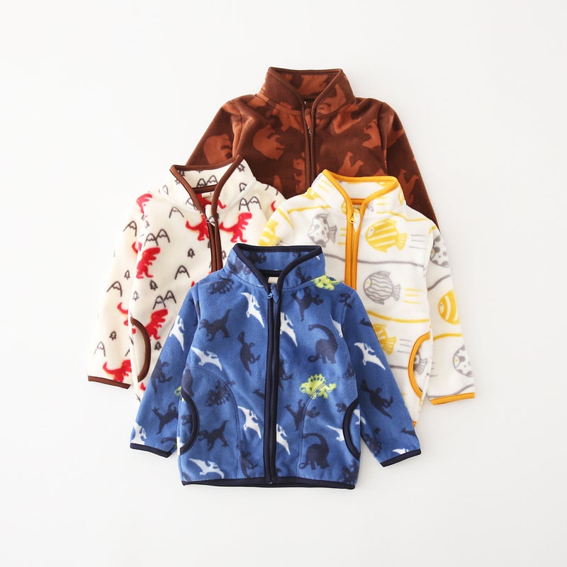 Kunkka 2021 New Children'S Cartoon Printed Polar Fleece Coat Dinosaur Heart Cute Style - Image 4