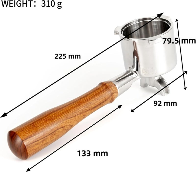 NEOUZA 51mm Espresso Portafilter with Double Spouts Compatible with Delonghi La Specialista EC9155/9255/9335/9355/9665/9865, 304 Stainless Steel - Image 2