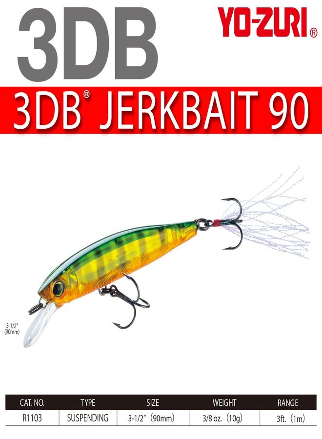 DUEL Yo-Zuri 3DB Jerkbait Suspending Lure, Prism Silver Black, 3 1/2-Inch - Image 4