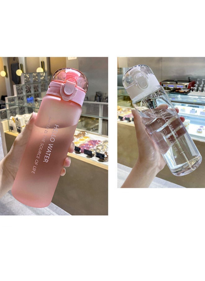 780ml Large Capacity Water Bottle, Portable Plastic Water Bottle, Sports Water Bottle, With a Pop-Up Lid and Time Mark Reminder Cream Cup, Used for Outdoor Sports and Fitness-White