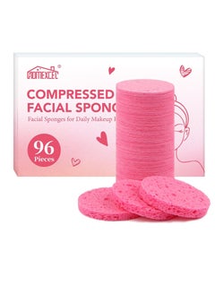 HOMEXCEL HOMEXCEL 96-Counts Compressed Facial Sponges, 100％ Natural Cellulose Spa Sponges for Daily Facial Cleansing and Exfoliating, Reusable Makeup Remover Pads, Ideal for Home Travel, Pink  - Image 1