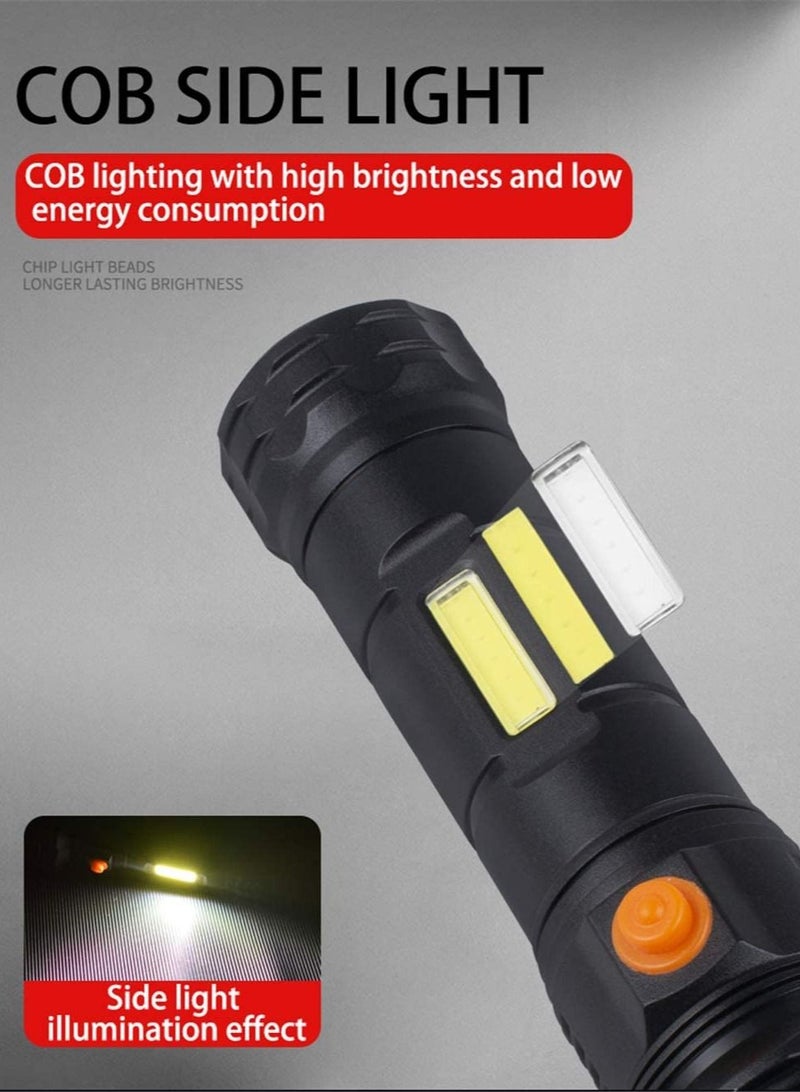 Super Bright LED Rechargeable Torch 50000 Lumens LED Tactical Torches COB Work Light Waterproof 2 Modes Best Handheld Flashlight for Cycling Hiking Camping Outdoor Emergency - Image 3