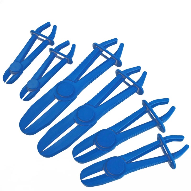 كماشة لفك الخراطيم، طقم من 6 قطع لفك الخراطيم المرنة، خراطيم الفرامل والوقود وسائل التبريد، مزودة بكماشة مستقيمة وكماشة بزاوية 90 درجة. - Image 1