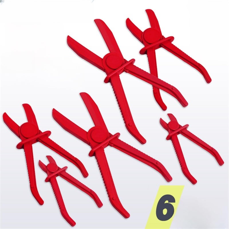 كماشة لفك الخراطيم، طقم من 6 قطع لفك الخراطيم المرنة، خراطيم الفرامل والوقود وسائل التبريد، مزودة بكماشة مستقيمة وكماشة بزاوية 90 درجة. - Image 2