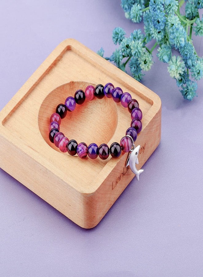 PARTNER Dolphin Lover Spirit Animal Bracelet Charm Cute Jewelry Inspiration Gift for Friend (Amethyst Beads Dolphin Bracelet) - Image 4