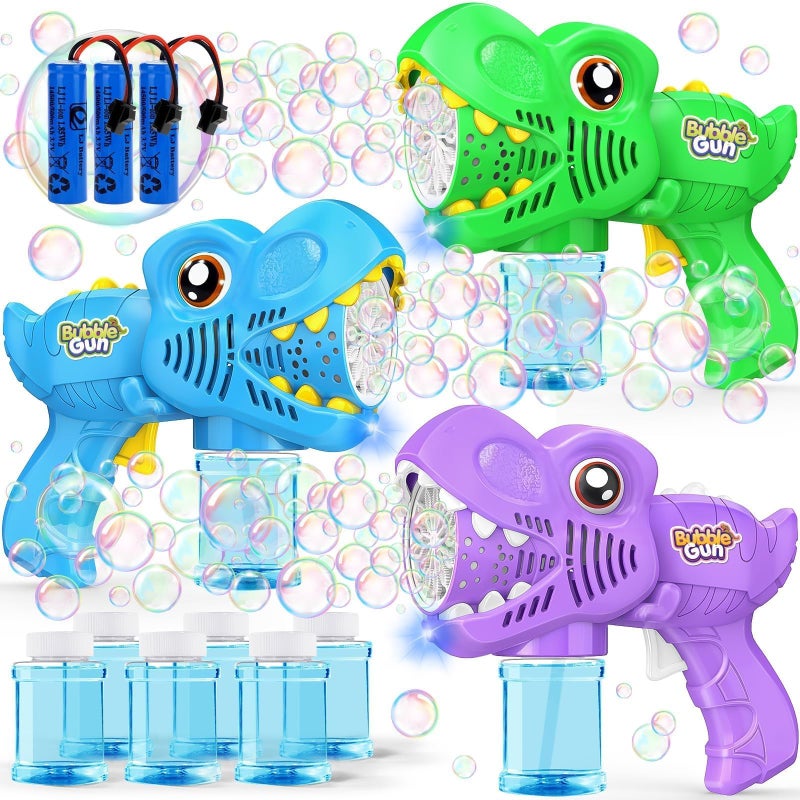 Yunaking 3 Bubble Guns Kids Toys Rechargeable Bubbles Machine Outside Toys for Ages 35 Birthday Gift 3 4 5 6 7 8 Year Old Christmas Stocking Stuffers New Year Eve Gift Easter Valentine GreenBluePurple - Image 3