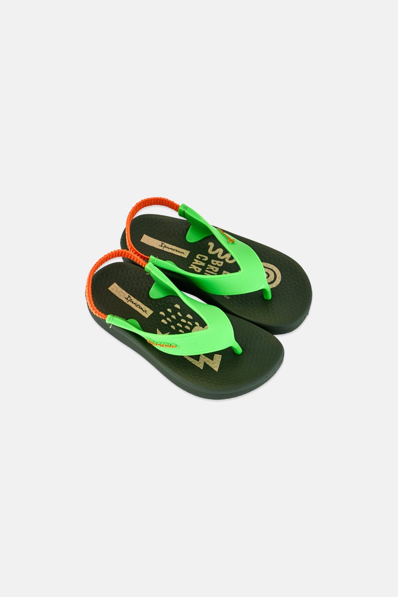 Ipanema Toddlers Boy Anat Soft Printed Sling Back Slippers, Olive - Image 2