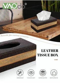 VAOdo Leather Tissue Box Holder Trimmed Design Suitable for Multi Scene Use 24 * 12.5 * 8.5 CM  - Image 2