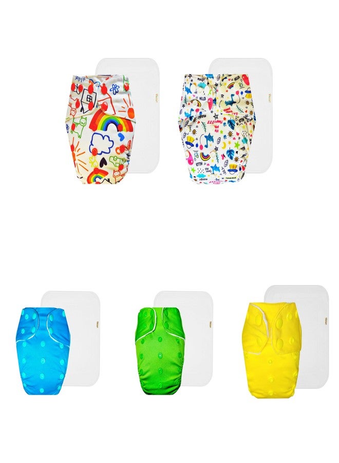 Dumbledo Premium Cloth Diaper with Cotton Insert (Pack of 5) | Soft & Gentle | 6-Layer Absorbent Pad | Travel Friendly | Trusted by Moms | 3 Months - 3 Years | Unisex Baby - Image 1