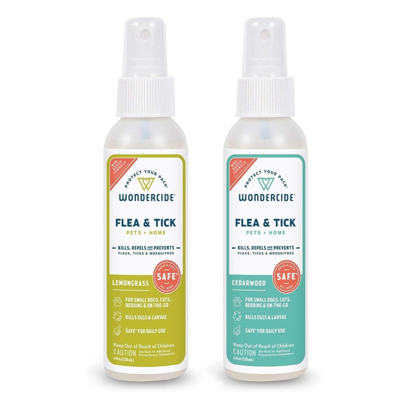 Wondercide - Flea, Tick and Mosquito Spray for Dogs, Cats, and Home - Flea and Tick Killer, Control, Prevention, Treatment - with Natural Essential Oils - 4 oz Lemongrass & Cedarwood 2-Pack - Image 1