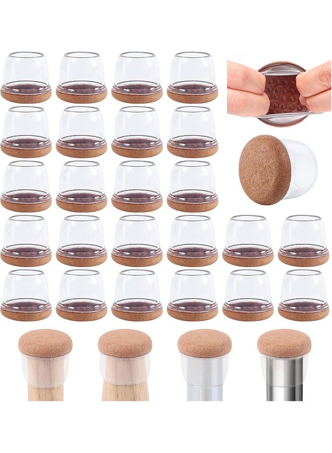 YelaJoy 24 Pcs Clear Silicone Chair Leg Floor Protectors with Felt, Floor Protectors for Chairs, Chair Leg Caps Covers, Chair Leg Socks Bar Stool Leg Floor Protectors - Image 1